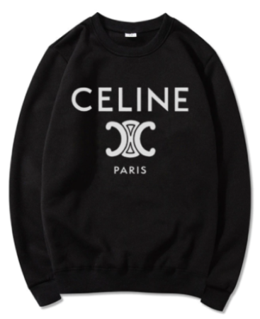 Celine Triomphe Logo Printed Black Sweatshirts