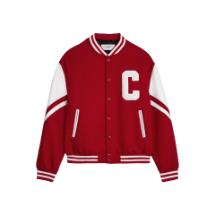 Celine Wool Varsity Jacket Red % White