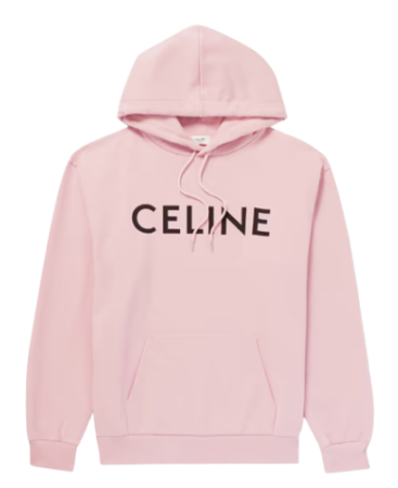 Celine Logo Print Hoodie Pink